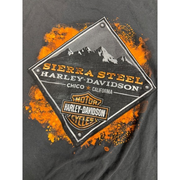 Harley Davidson Mens T Shirt‎ Graphic Tee Orange Black XL Motor Cycles Born Free - Picture 5 of 5